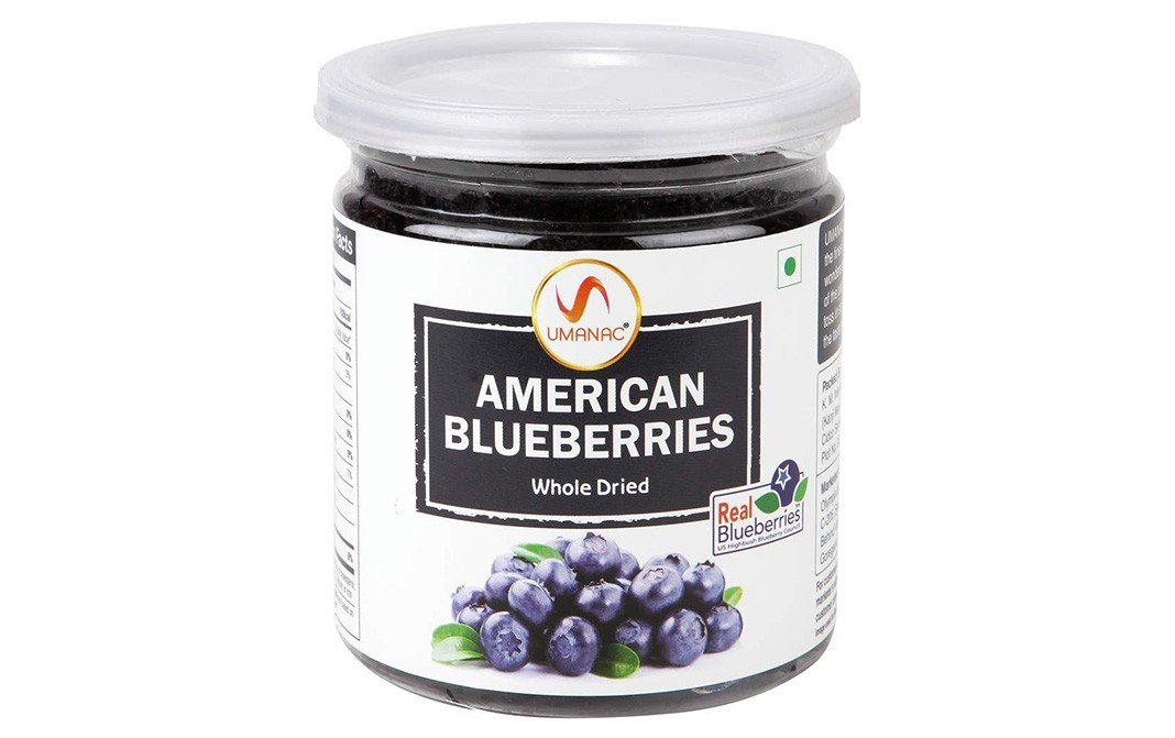 Umanac American Blueberries, Whole Dried   Jar  250 grams